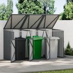 Outdoor Triple Wheelie Bin Storage Metal Store Cover Rubbish Dustbin 3Shed House