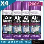 4 x COMPRESSED AIR DUSTER SPRAY 200ML CAN PROTECTS CLEANER LAPTOPS KEYBOARDS NEW