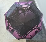 Gothic Rose Umbrella Automatic Push Button Black Purple Thorn Floral Design