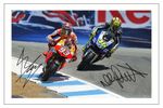 VALENTINO ROSSI & MARC MARQUEZ SIGNED PHOTO PRINT AUTOGRAPH MOTO GP