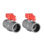 2Pcs 40mm PVC Ball Valve for Water Supply Pipe Slip Connection Red Grey