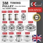 3M 3GT 10mm Timing Belt Smooth Tooth Idler Drive Pulley 15 16 20 24 30 36 48 60T