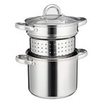 Cooks Professional Stainless Steel Pasta Pot | Removable Strainer | Glass Lid