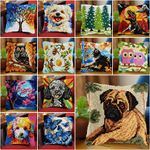 Tree Dog Latch Hook Kits Crochet Yarn Cushion Rug Cover DIY Pillowcase Art Gift