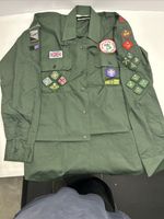UK British Wales Scout Uniform Shirt With Badges Vintage Size 14 S54