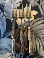 3 x Vintage Gold Silver Tone Metal Forks with Lion Head Handles #OTR144