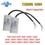 CBB60 Run Capacitor 450V AC Motor Start Washing Machine Water Pump 4uF - 60uF