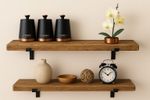 Rustic Scaffold Board Shelf Reclaimed Wood Wall Shelves + Heavy Duty Brackets