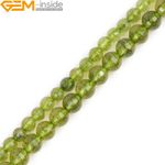 Faceted Green Peridot Quartz Gemstone  Round Loose Beads For Jewelry Making 15"