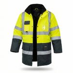 Hi Vis Waterproof Jacket Traffic Coat Reflective Safety Parka Padded Insulated