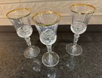Vintage Royal Crystal Rock (RCR) Aurea Gold Rim Goblets—Set of 3