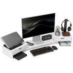 Dual Monitor Stand Riser with Adjustable Length and Angle HOMCOM UK Stock