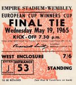 1965 ECWC FINAL WEST HAM UTD V 1860 MUNICH 19/5/1965 - WEMBLEY - USED TICKET