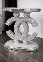 Modern Mirrored Crystal Love Coffee Table Glam Sparkle Living Room Decor