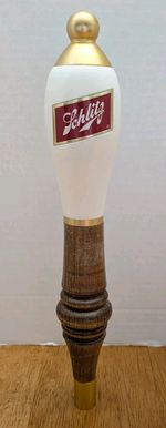Vtg Schlitz Beer Tap Handle Double Sided 11" Wood Acrylic Breweriana Collectible