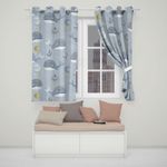 Kids Blue Whale Blackout Thermal Eyelet Curtains Ocean Sea Animal Window Drapes