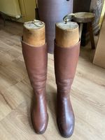 Men's Brown Leather Long Riding Boots with Wooden Boot Trees UK 10