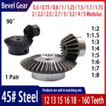 0.5/0.75/1/1.5-5 Mod Bevel Gear 12-160 Teeth Transmission Gears Bevel Teeth 90°