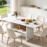 120-160cm Extendable Dining Table for 4-6 w/Open Storage Shelf Kitchen Table WH
