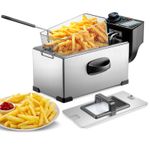 2000W Adjustable Deep Fat Fryer 3L Stainless Fat Fryer Metal Deep Fat Fryer