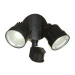 Black Twin Head LED Wall Light with PIR Sensor Lutec Shrimp - Ex Display Unboxed
