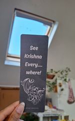 Religious Printed Bookmark "See Krishna Everywhere" Black & White 14 x 4.5 cm