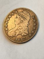 1817 Capped Bust Half Dollar Fine Details Counter-stamped W On Back Free Ship