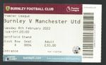 Burnley v Manchester United 2021-2022 Premier League Ticket 08/02/2022