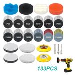 133pcs 75mm Sanding Discs 60-10000 Grit Wet & Dry Polishing Pads Kit for Drill