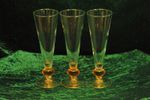 Three Vintage Orange Heart Stem Drinking Glasses