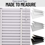 MADE TO MEASURE WHITE FAUX WOOD VENETIAN TAPE BLINDS 50MM SLATS GREY/CHARCOAL UK