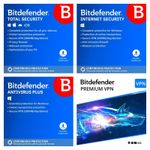 Bitdefender Antivirus Internet Total Security 2026 VPN 1 3 5 10 PC Devices EMAIL