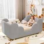 Toddler Bed,Soft As Cloud Toddler Floor Bed Frame,Cot Bed with Extra Wide Safety