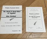 Rugby Programme & Dinner Menu South  & S West of England v New Zealand  1983