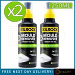 2 x KILROCK BRUSH ON MILDEW & MOULD REMOVER CLEANER GEL 250ML PRO STRENGTH NEW