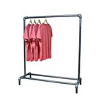Clothes Rail Rack Unit Industrial Metal Raw Steel Pipe Style Heavy Duty Base