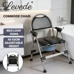 Levede Folding Commode Chair Adjustable Height Bedside Toilet Shower Seat 150kg