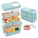 3 Compartments Lunch Box Food Container Set Bento Storage Box for Adults Kids