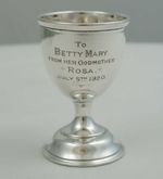 Antique Silver Egg Cup with Inscription, Birmingham 1916, 64mm, 29g.