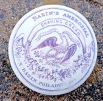 Bazin shaving cream advertising pot lid Eagle purple print USA Phildelphia 1890