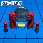 N Gauge Telephone Box, Postbox and Roadside Grit Bin Street Scenery Set