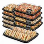 6 Pack Reusable Sandwich Platter Trays with Lids for Parties & Catering