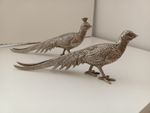 Antique Pair of Silver Metal Peacocks Beautiful Condition Scandinavian/Denmark