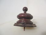 Victorian Turned Wooden Finial Top End Antique Old Wood Mount 3"H