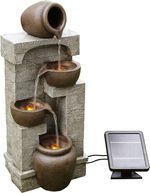 Solar Water Fountain 4 Tier Pot Garden Water Feature LED Lights Outdoor Indoor