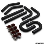 2.5" 63mm BLACK DIY CUSTOM RACE TURBO SILICONE FMIC INTERCOOLER HARD PIPE KIT
