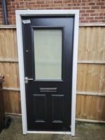 Timber Fire Rated Glazed Front Door Black.