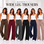 Ladies Trousers Soft Touch Bottoms Wide Leg Drawstring Casual Relaxed Fit UK NEW
