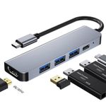 USB Type C to HDMI 4K, 3 x USB 3.0, 1 x USB-C Port, 5 in 1 Adapter