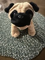Ganz Plush Pug Dog Tan Black Ears Stuffed Animal Curly Tail Small Toy Gift